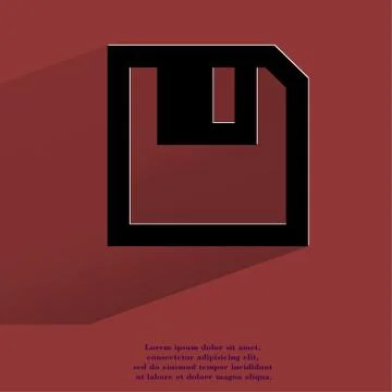 Floppy disk. Flat modern web button with long shadow and space for your text Stock Illustration