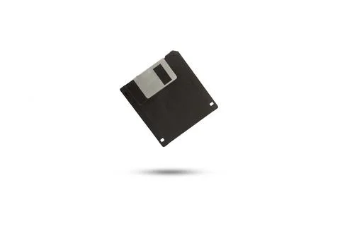 A floppy disk floating on a white background with copy space Stock Photos