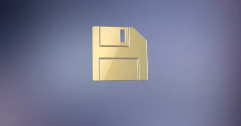 Floppy Disk Gold 3d Icon Stock Footage