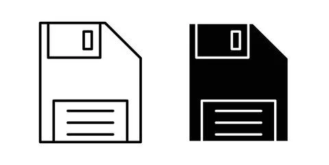 Floppy disk icon in black and white. vector icon pack for websites Stock-Illustration