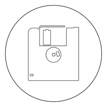 Floppy disk  icon black color in circle Stock Illustration