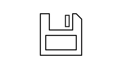 Floppy disk icon centered on a vibrant background, symbolizing data .. Stock Footage 334037364