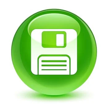 Floppy disk icon glassy green round button Stock Illustration