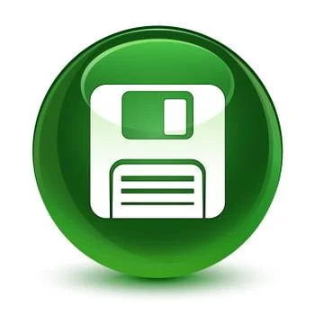 Floppy disk icon glassy soft green round button Stock Illustration