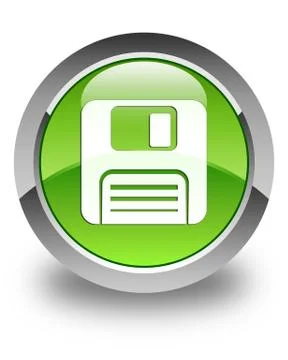 Floppy disk icon glossy green round button Stock Illustration