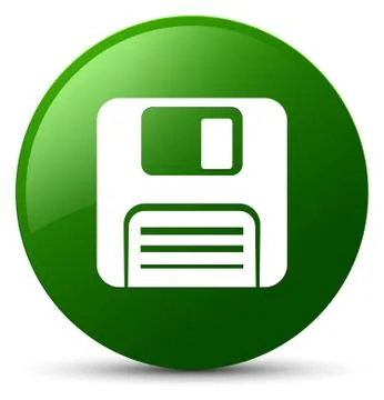 Floppy disk icon green round button Stock Illustration