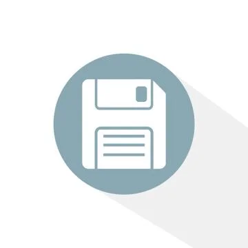 Floppy disk icon. Isolated vector logo illustration with shadow in circle. 스톡 일러스트
