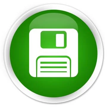 Floppy disk icon premium green round button Stock Illustration