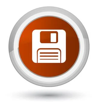 Floppy disk icon prime brown round button Stock Illustration