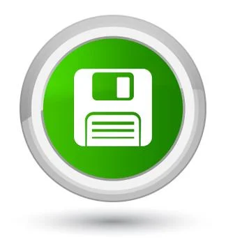 Floppy disk icon prime green round button Stock Illustration