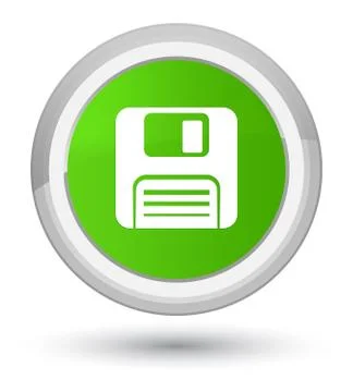 Floppy disk icon prime soft green round button Stock Illustration