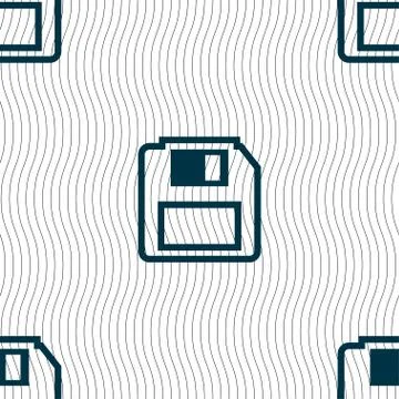 Floppy disk icon sign. Seamless pattern with geometric texture. Vector イラスト素材
