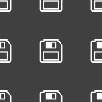 Floppy disk icon sign. Seamless pattern on a gray background. Vector イラスト素材
