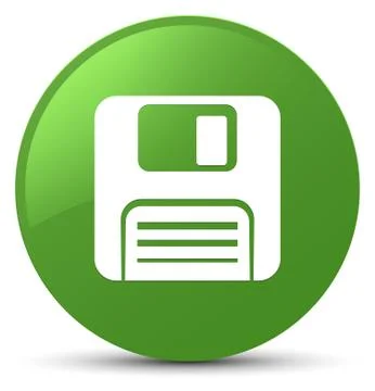Floppy disk icon soft green round button Stock Illustration