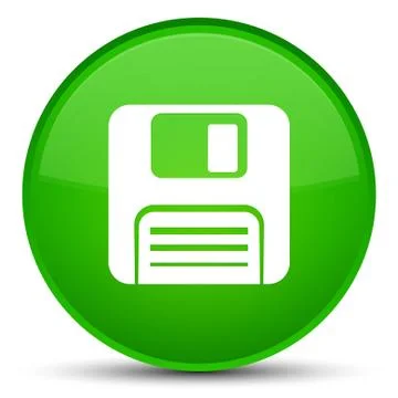 Floppy disk icon special green round button Stock Illustration