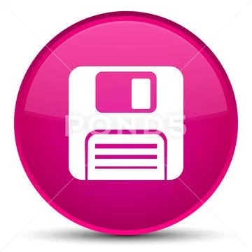 Floppy disk icon special pink round button Illustrazione stock