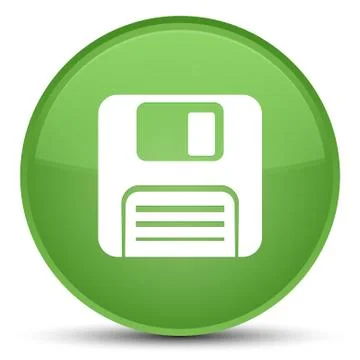 Floppy disk icon special soft green round button Stock Illustration