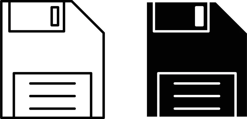 Floppy disk icon symbol. Vector illustration pack in black color. Stock Illustration
