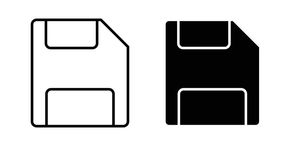 Floppy disk icon thin line and clipart style vector set Stock Illustration