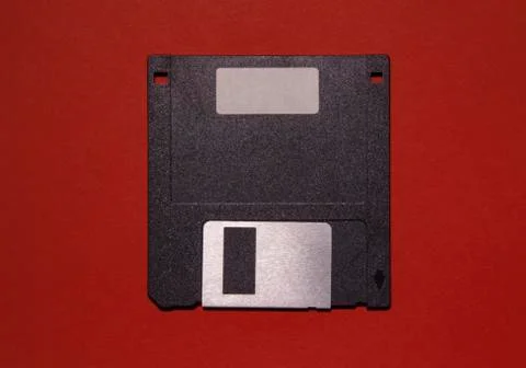 Floppy disk label small red bg Foto stock