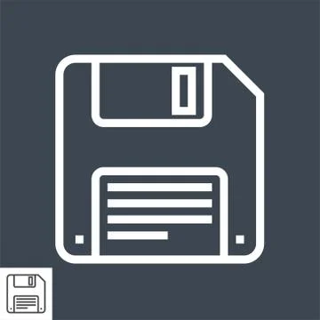 Floppy Disk Line Vector Icon Stock Illustration