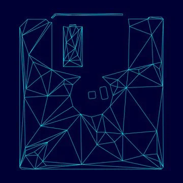 Floppy disk low poly triangulation triangulated polygonal electric cyan blue  Stock Illustration