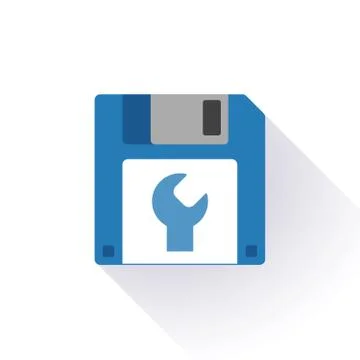 Floppy disk with a monkey wrench Illustrazione stock