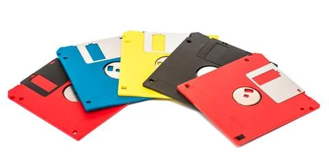 Floppy disk old obsolete colored floppy disks on a white background Copyri... Stock Photos