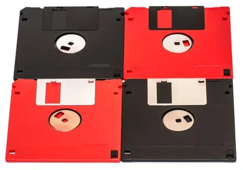 Floppy disk old obsolete colored floppy disks on a white background Copyri... Foto stock