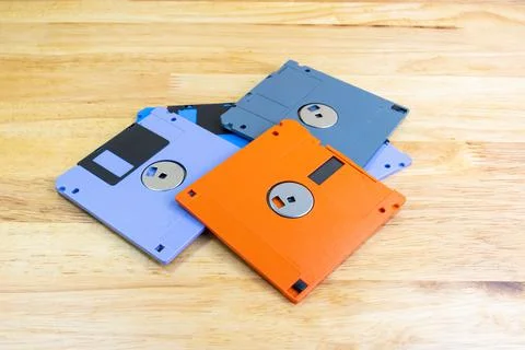 A floppy disk or diskette disk was a ubiquitous form of data storage and exch Stock Photos
