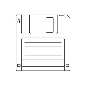 Floppy Disk Outline Icon Illustration on White Background Illustrazione stock