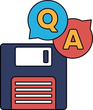 A floppy disk with a question mark and an A on it Stock Illustration