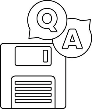 A floppy disk with a question mark and an A on it Stock Illustration