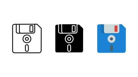 Floppy disk saves icons set Illustrazione stock
