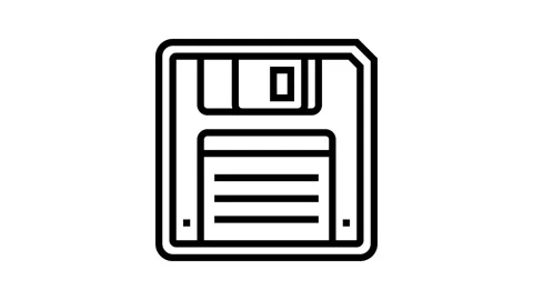 Floppy disk saving loading data line icon animation Stock Footage 326131090