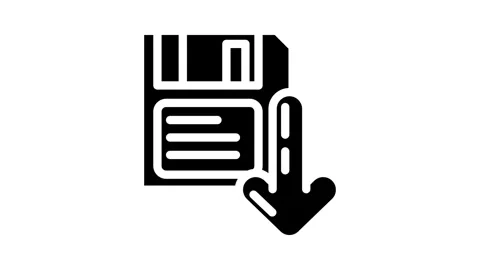 Floppy disk saving loading data glyph icon animation Stock Footage 326742570