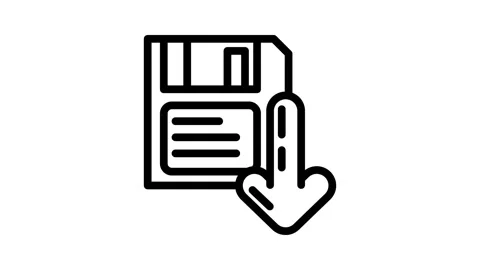 Floppy disk saving loading data line icon animation Stock Footage 326759687