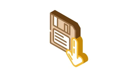 Floppy disk saving loading data isometric icon animation Stock Footage 327289335