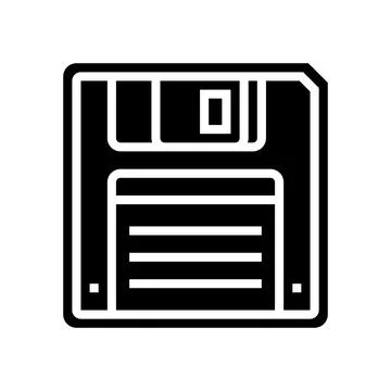 Floppy disk saving loading data glyph icon vector illustration Stock Illustration