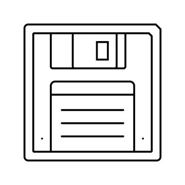 Floppy disk saving loading data line icon vector illustration Stock Illustration