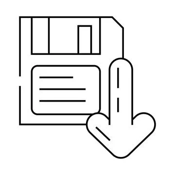 Floppy disk saving loading data line icon vector illustration Stock Illustration