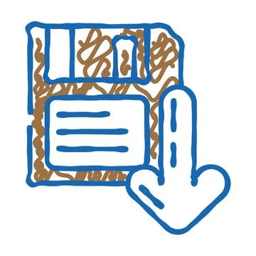 Floppy disk saving loading data icon doodle illustration Stock Illustration