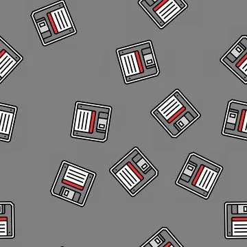 Floppy disk saving loading data vector seamless pattern Illustrazione stock