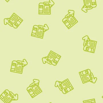 Floppy disk saving loading data line vector seamless pattern Stock Illustration