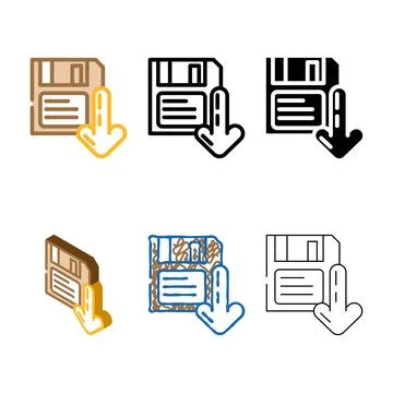 Floppy disk saving loading data color icon vector set Stock Illustration