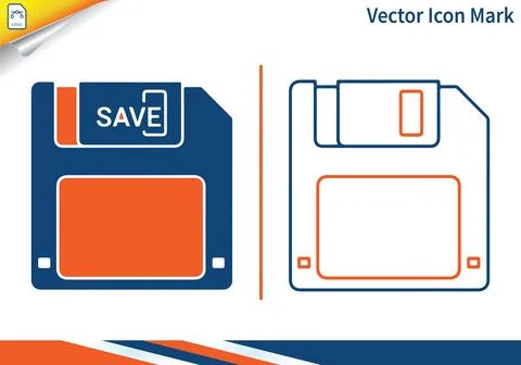 Floppy disk storage icons for data saving and computer file. Illustrazione stock