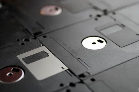 Floppy disk tiles with selective focus Stock Photos
