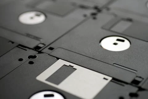 Floppy disk tiles with selective focus Stock Photos
