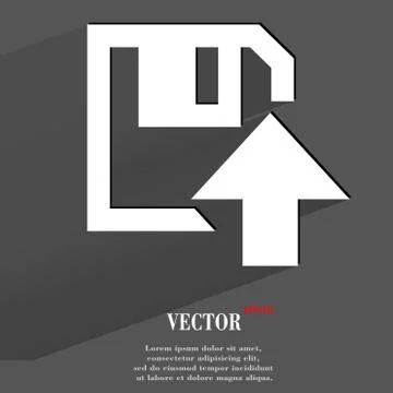 Floppy disk upload, Flat modern web button with long shadow and space for you 库存插图