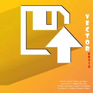 Floppy disk upload, Flat modern web button with long shadow and space for you Stockillustratie
